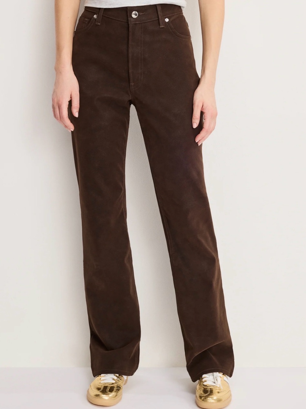 Good American Dark Brown Flared Wide-Leg Jeans